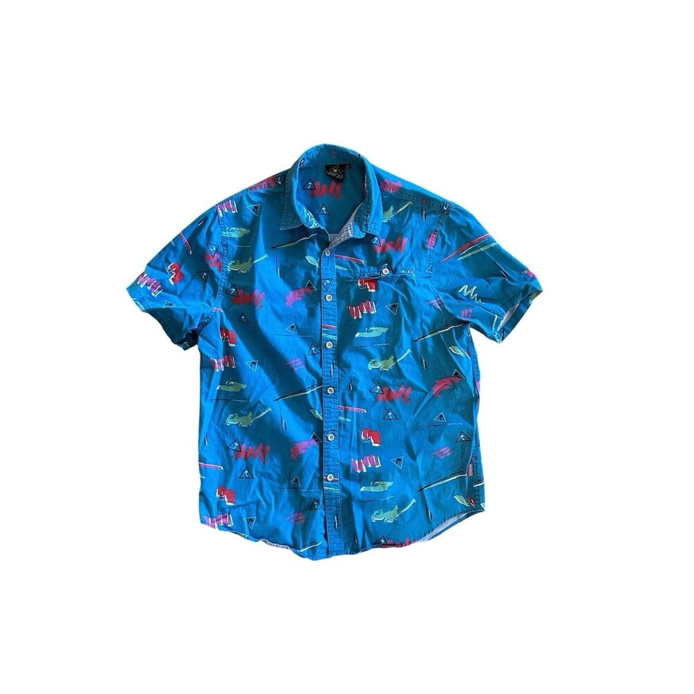 Vintage Catch Surf Men's Large Geometric Beach Button-Down Short Sleeve